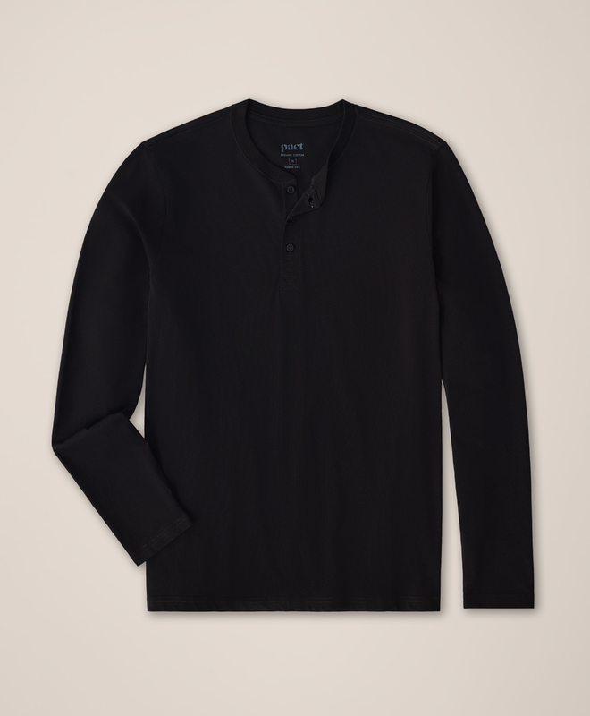Men's Softspun Long Sleeve Henley made with Organic Cotton | Pact