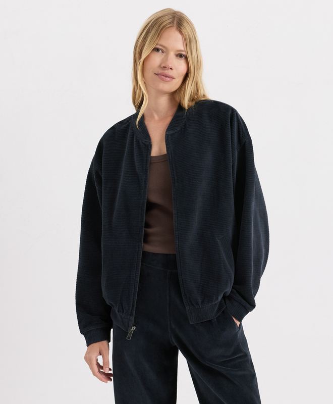 Pure Velour Rib Bomber Jacket
