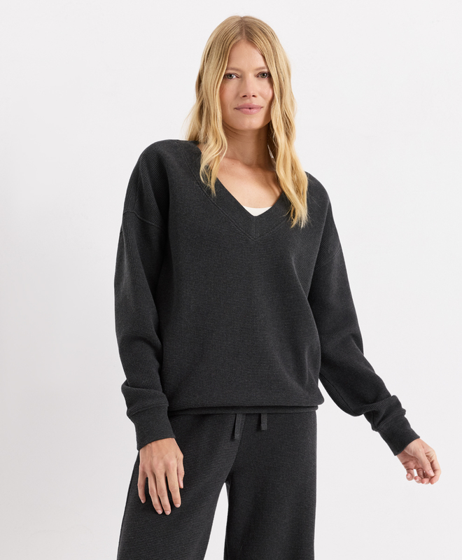 Luxe Waffle V-Neck Top