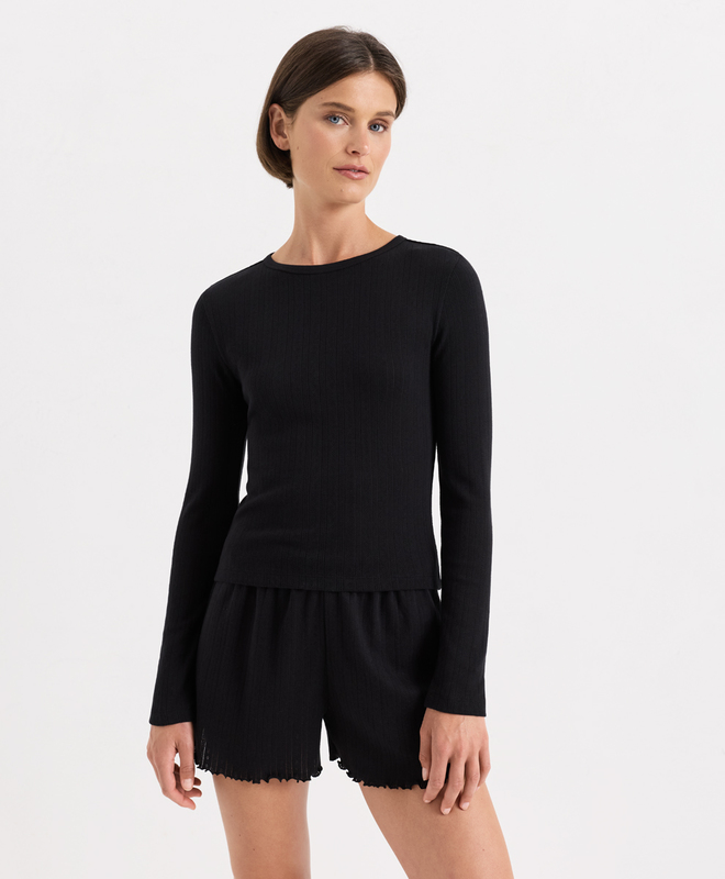 Pointelle Long Sleeve Tee
