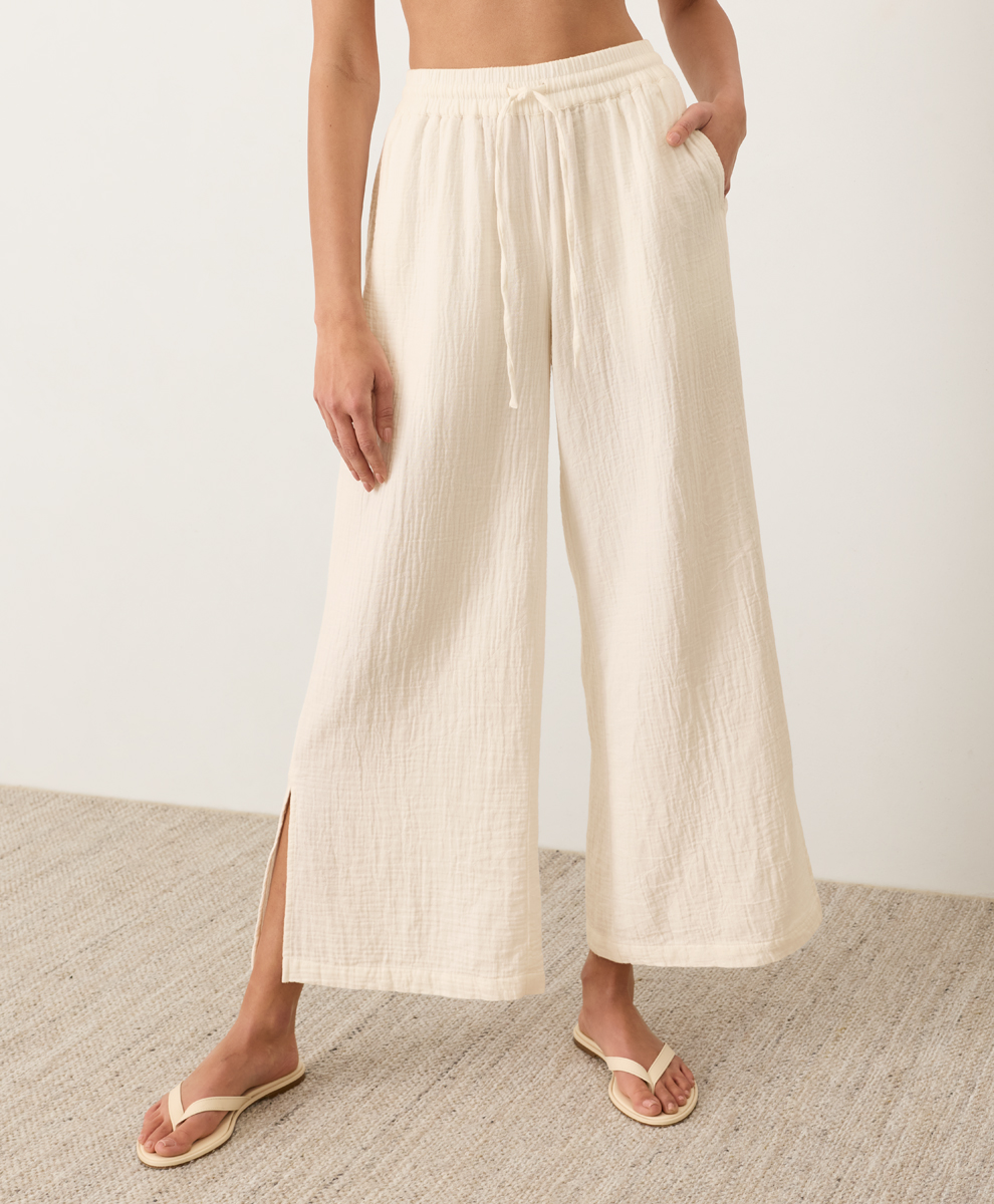 Womens Coastal Double Gauze Split Hem Pant