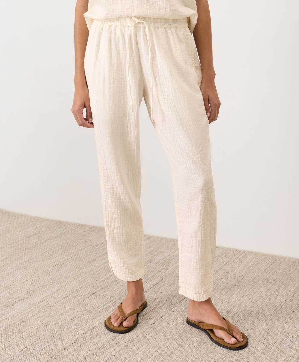 Womens Coastal Double Gauze Tapered Pull-on Pant