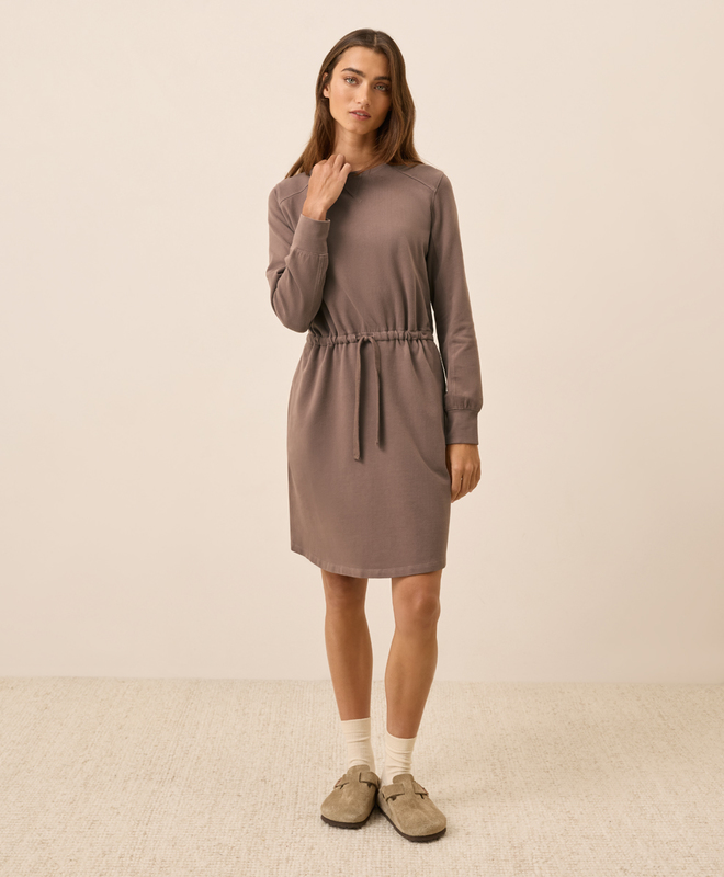 cotton sweatshirt dress Women's Organic CloudKnit Sweatshirt Dress in Deep Taupe | Women's Large