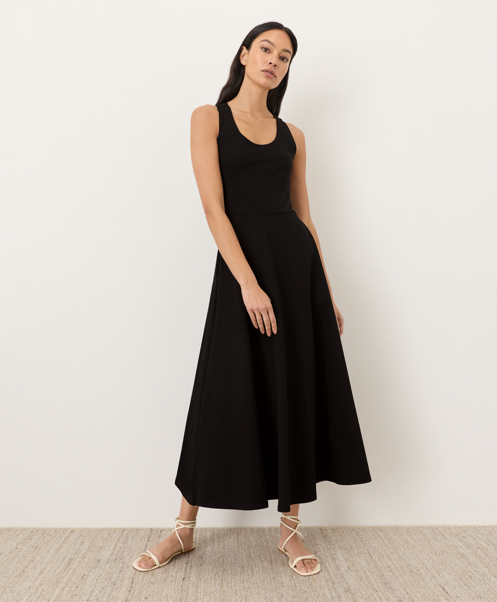 Organic Fit & Flare Open Back Maxi Dress
