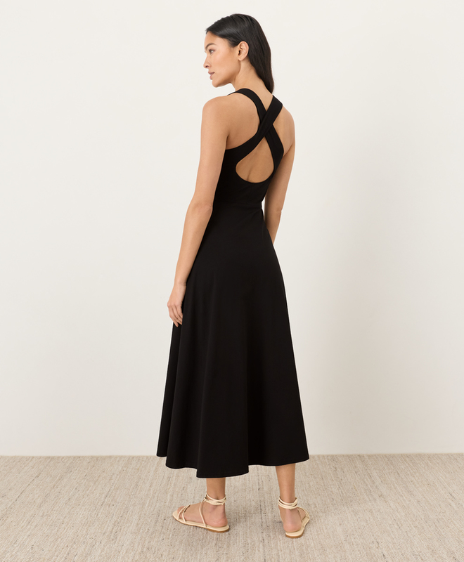 pact casual dresses Pact Women's Fit & Flare Open Back Maxi Dress Made With Organic Cotton