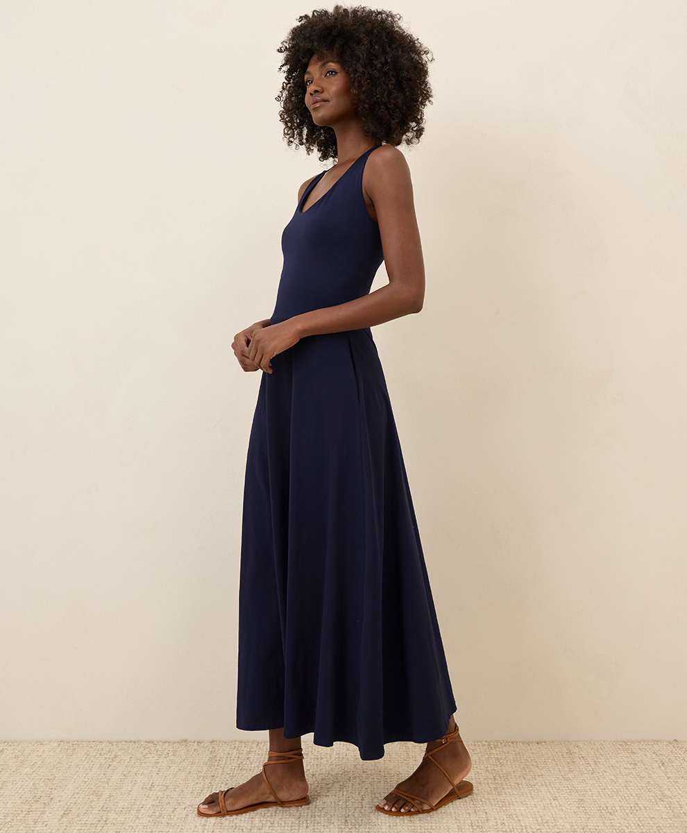 pact open back dress Women's Fit & Flare Open Back Maxi Dress