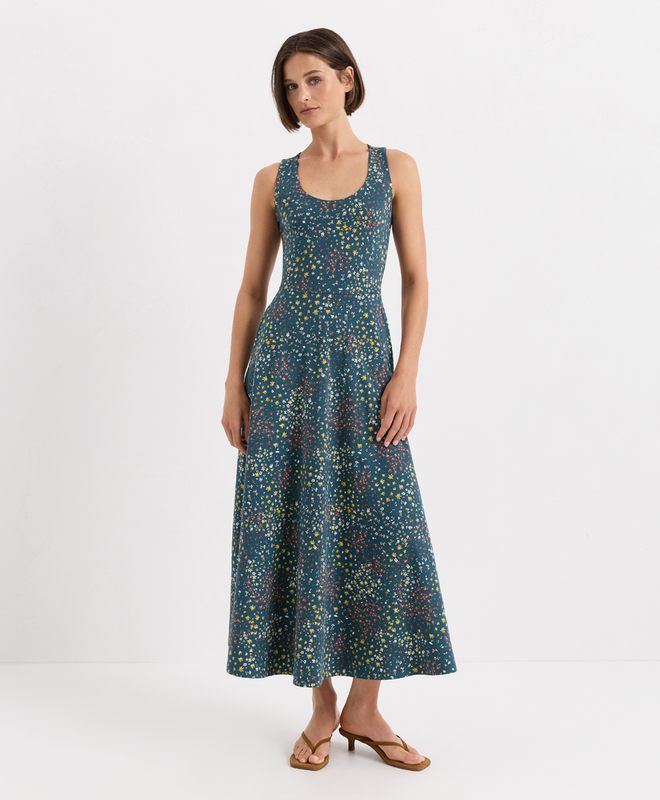 fit and flare cotton maxi dress for women Modern Fit & Flare Cotton Maxi Dress