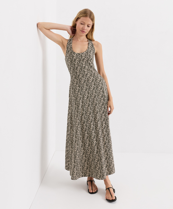pact fit & flare open back maxi dress Pact Fit And Flare Open Back Maxi Dress Gathered Joys Floral W2X XS