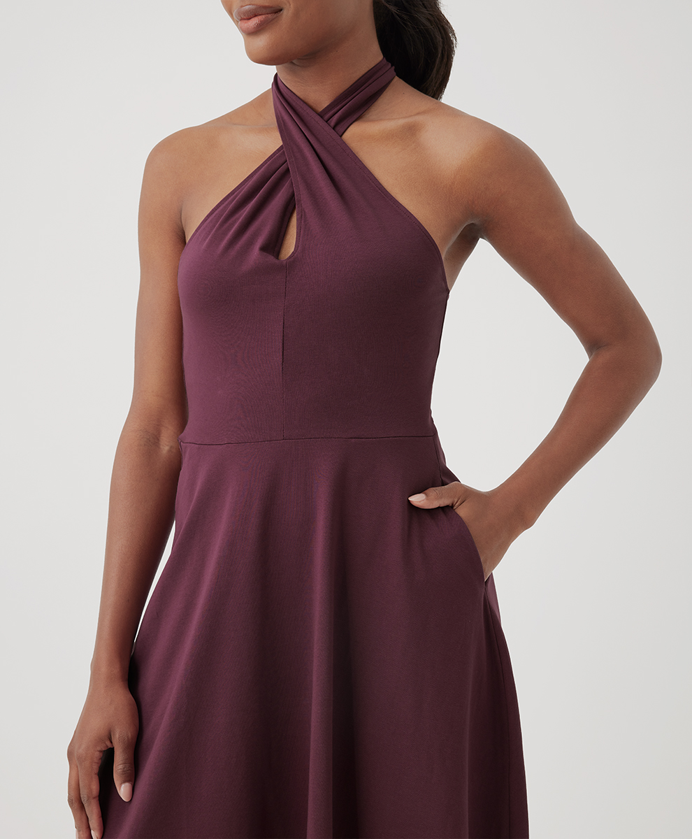 fit and flare modern dress for women Donna Karan Women's The Modern Travel Midi Fit And Flare Dress in Black, Size 12