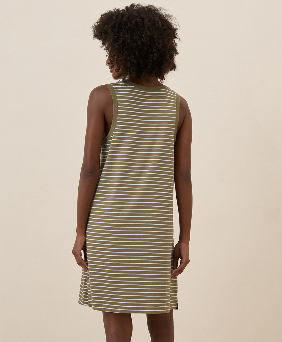 pact a line tank dress Women's Organic Fit & Flare Relaxed Tank Dress in Deep Aqua | Size XS