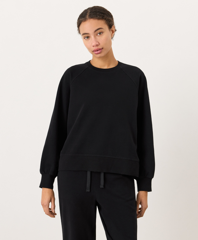 PACT Women's Black CloudKnit Raglan Crew XS