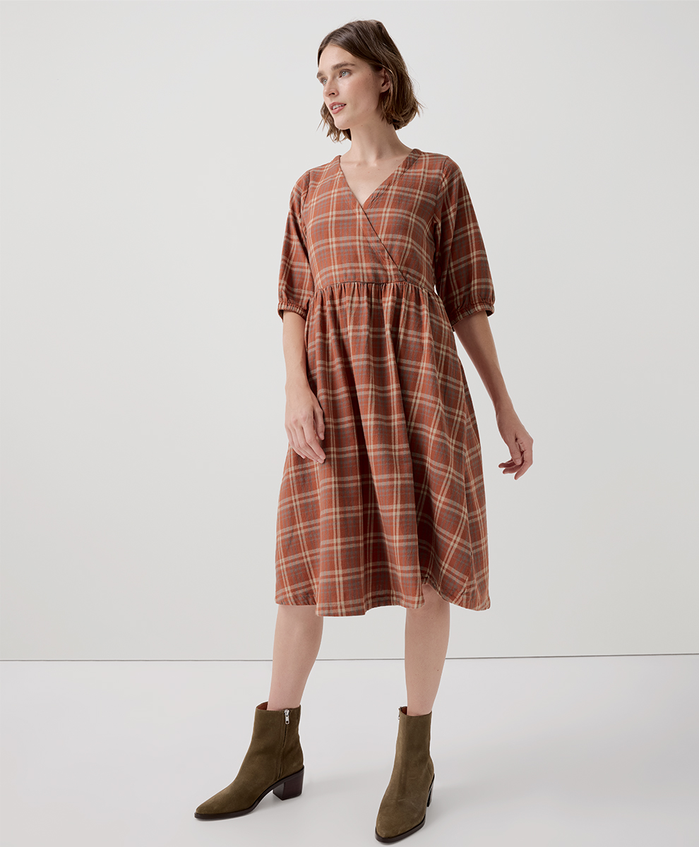 Women's Fireside Flannel Crossover Dress - $39.20 | Pact Circle Women's Fireside Flannel Crossover Dress - $39.20 | Pact Circle