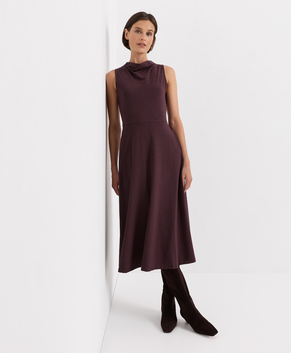 Organic Fit & Flare Cowl Neck Dress