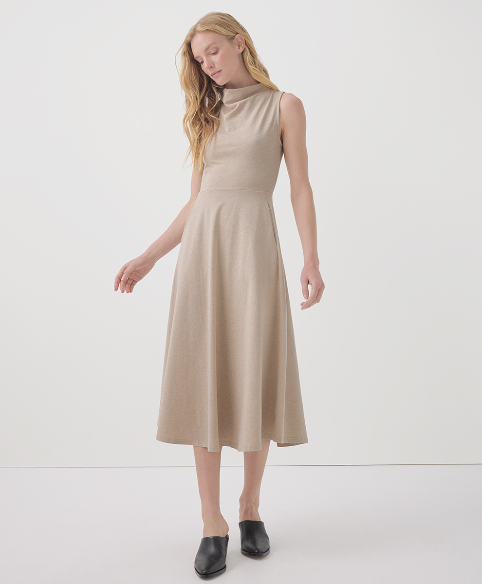 Women's Fit & Flare Cowl Neck Dress - $42.00 | Pact Circle