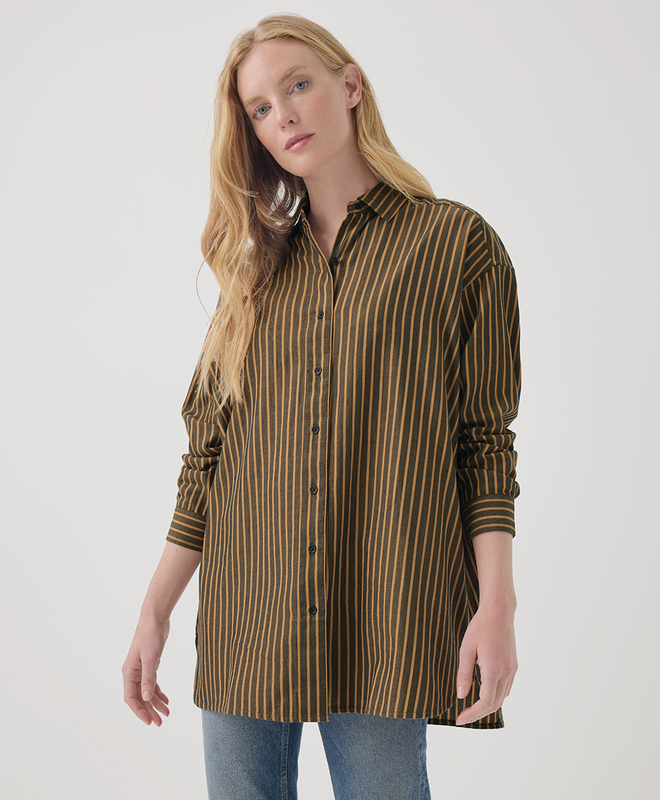 売れ筋商品|||パクト カットソー トップス レディース Women's Organic Cotton Sunset Lightweight Cotton Classic Shirt Del mar stripe Women's Organic Cotton Sunset Collection
