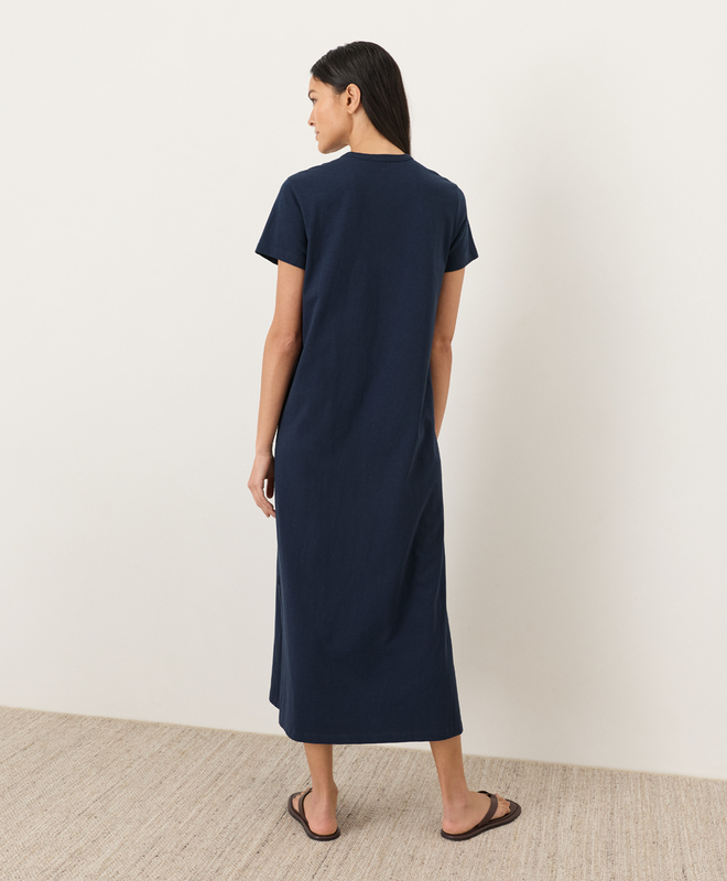 Women's Organic Soft-Slub Essential Easy Tee Maxi Dress in Navy | Women's Small | Fair Trade by p a c t