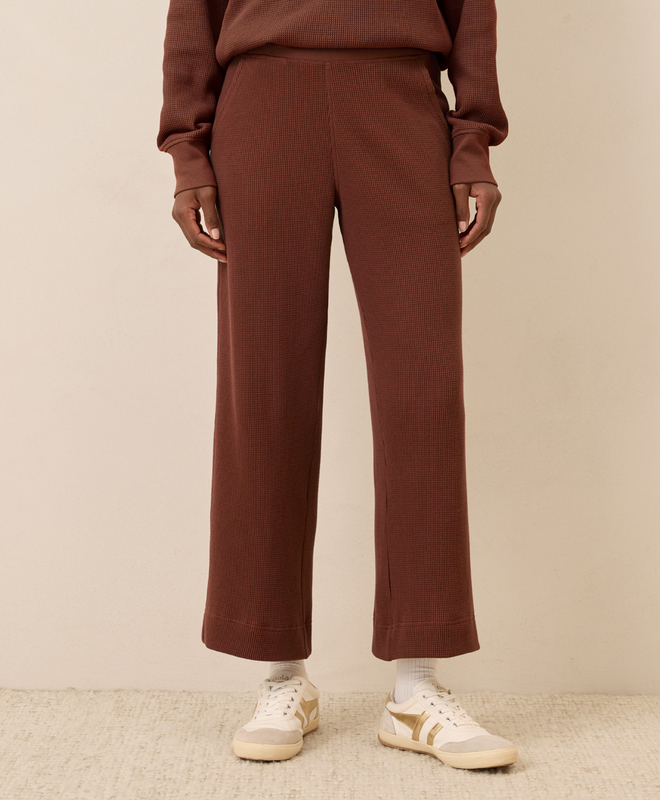 Women's Clearance Thermal Waffle Wide Leg Pant made with Organic