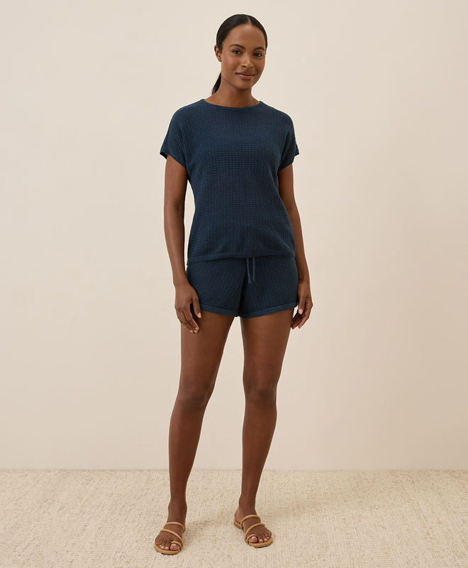 Women's Clearance Beachside Crochet Knit Short Sleeve Top