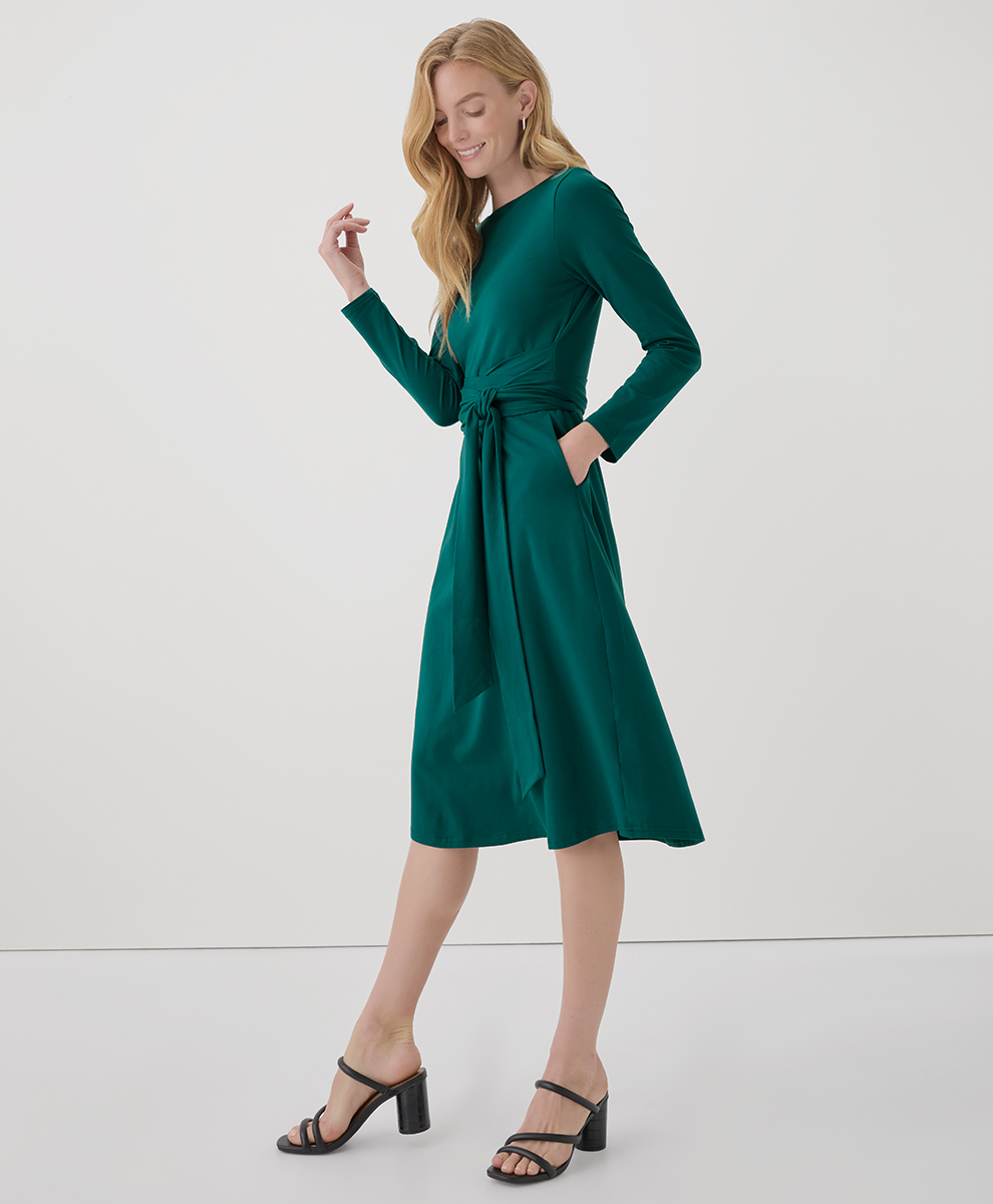 Women's Fit & Flare Tie Wrap Dress