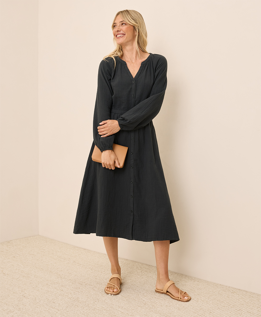【argue】linen voile gauze pullover ブラック Black Gauze Linen Tunic 'Nicole' - Linenbee
