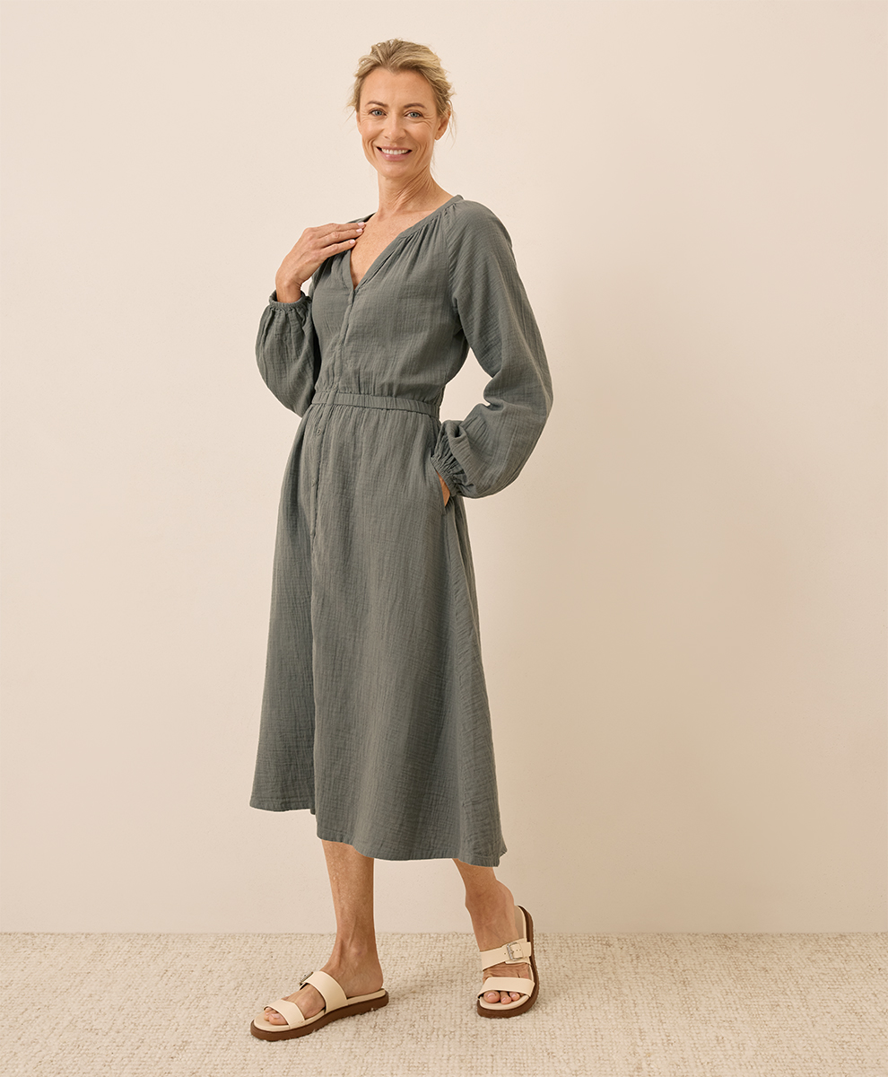 gauze women's dress Shirt for Tall Women in Bright White L / Extra Tall / Bright White together so you can take on sunny days without skipping a beat The Going Places Gauze Midi