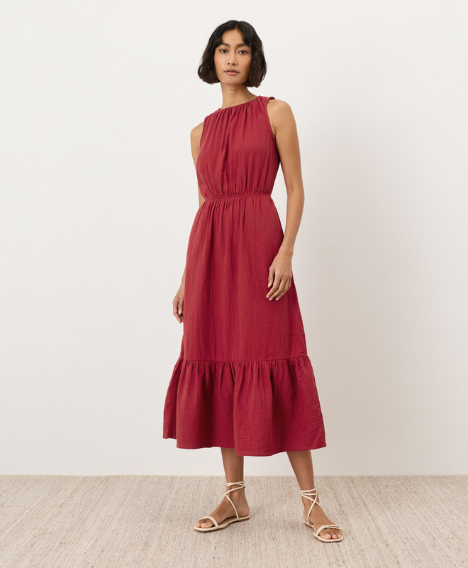 pact coastal double gauze boho midi dress Pact Women's Coastal Double Gauze Boho Midi Dress Medium Kumquat