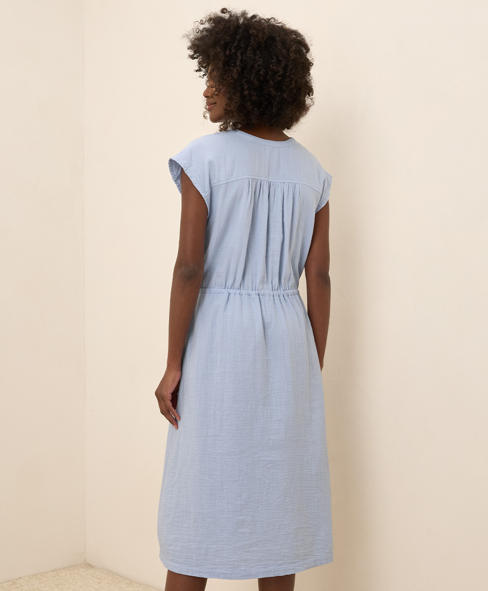 Women's Coastal Double Gauze Tie Waist Midi Dress - $41.60 | Pact Circle