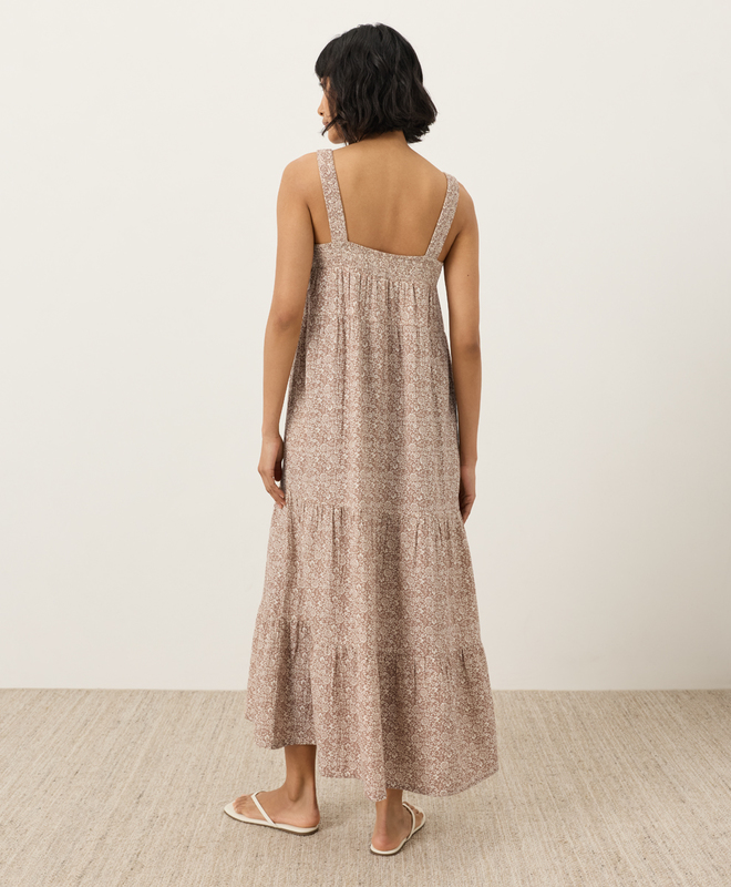 Women's Coastal Double Gauze Strappy Tiered Maxi Dress made with Organic  Cotton | Pact