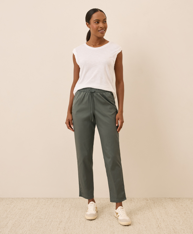 organic cotton dress pants women Eileen Fisher - Women's Organic Cotton Pucker Lantern Pant - Brown
