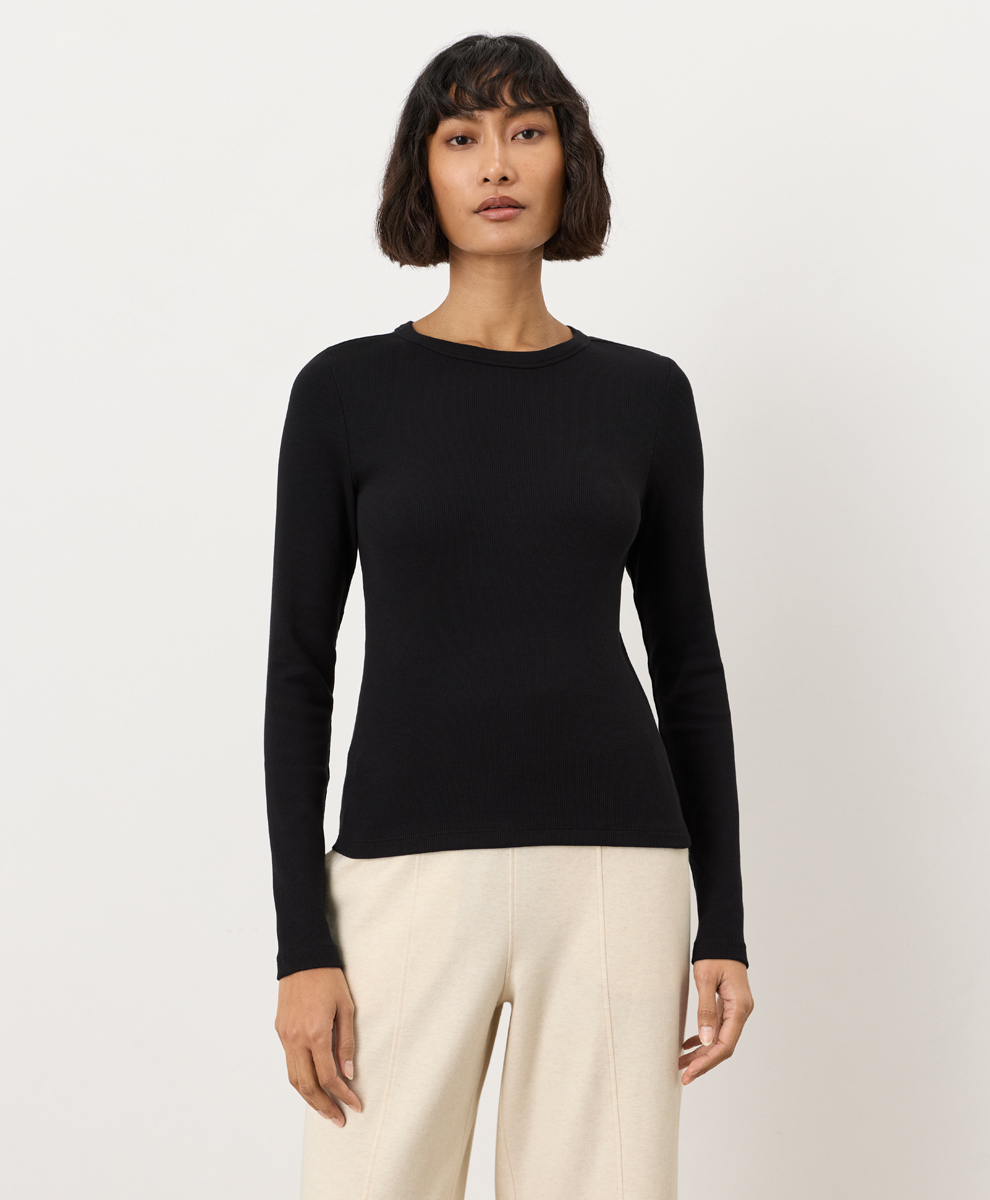 Womens Perfect Rib Crewneck Long Sleeve Tee