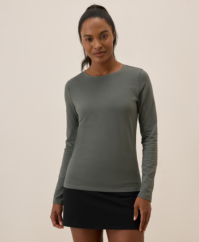 売れ筋商品|||パクト カットソー トップス レディース Women's Organic Cotton Softspun Crew Neck Tee Monterey stripe Women's Softspun Crew Neck Tee made with Organic Cotton | Pact