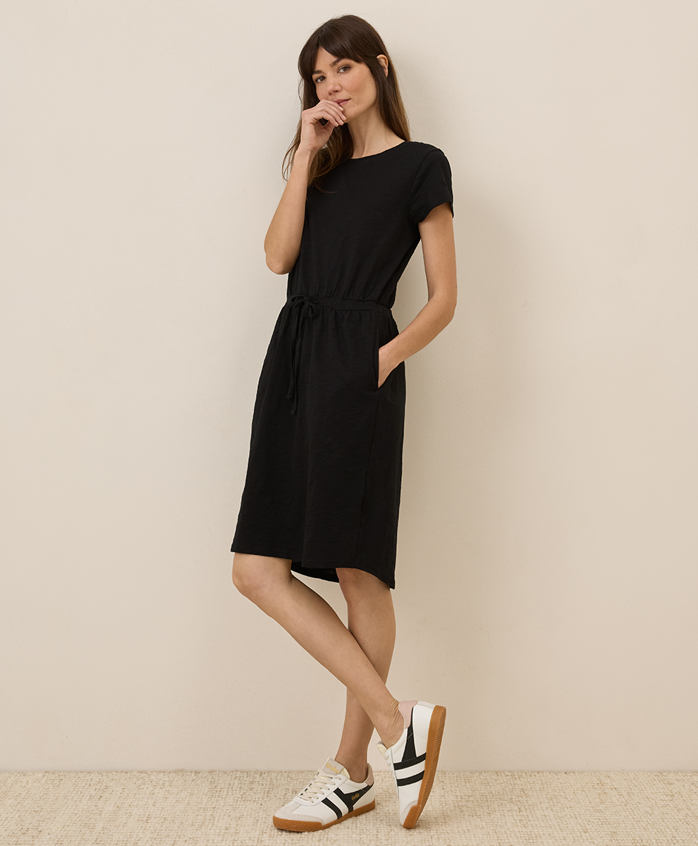 casual silk dress SilkSilky 100% Mulberry Silk Casual Sleeveless U Neck Short Dress, Black / L(12)