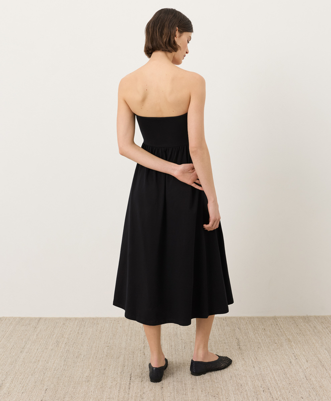 Pact Women's Fit & Flare Strapless Dress Made With Organic Cotton - Black - Casual dresses
