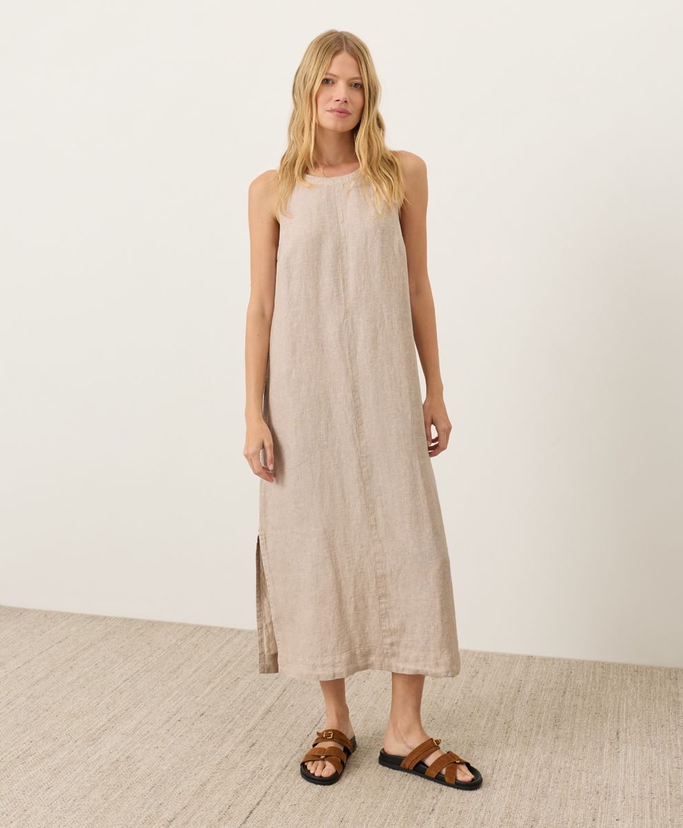 PACT Women's Natural Yarn Dye Linen Easy Tank Dress XS