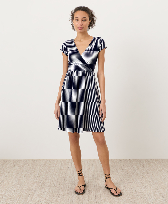 Pact Women's Organic Cotton Fit & Flare Crossover Dress - Black