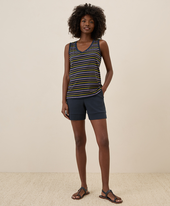 売れ筋商品|||パクト カットソー トップス レディース Women's Organic Cotton Softspun V-Neck Tank La jolla stripe Women's Softspun V-neck Tee made with Organic Cotton | Pact