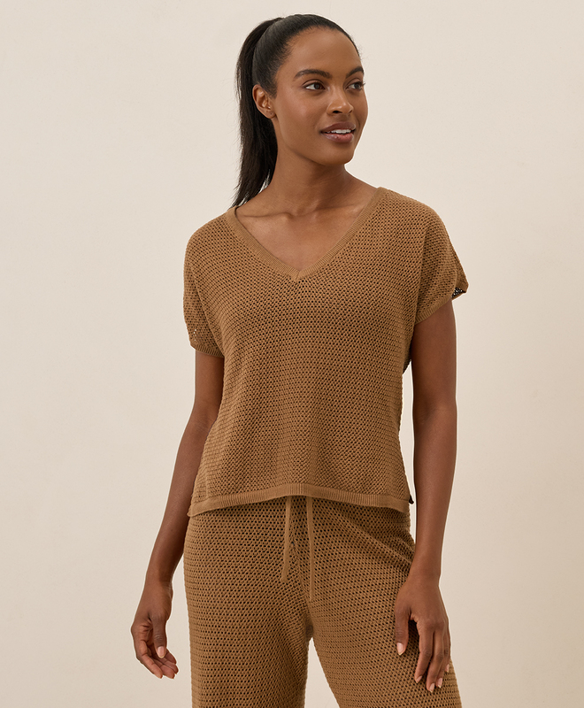 Primary image for Beachside Crochet Knit V-Neck Top
