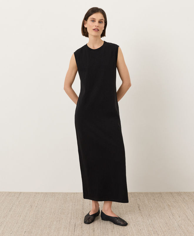 organic formal dresses Slip Dress Ankle Length by Organic John Patrick Black / Extra Small