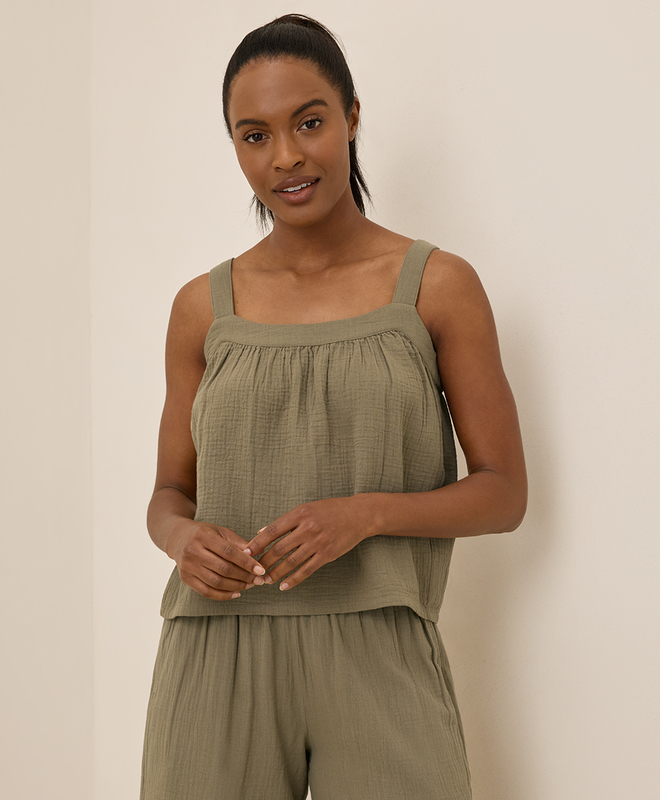 売れ筋商品|||パクト カットソー トップス レディース Women's Organic Cotton Coastal Double Gauze Square Neck Cami Sangria Pact Organic Cotton Coastal Double Gauze Square Neck Cami in