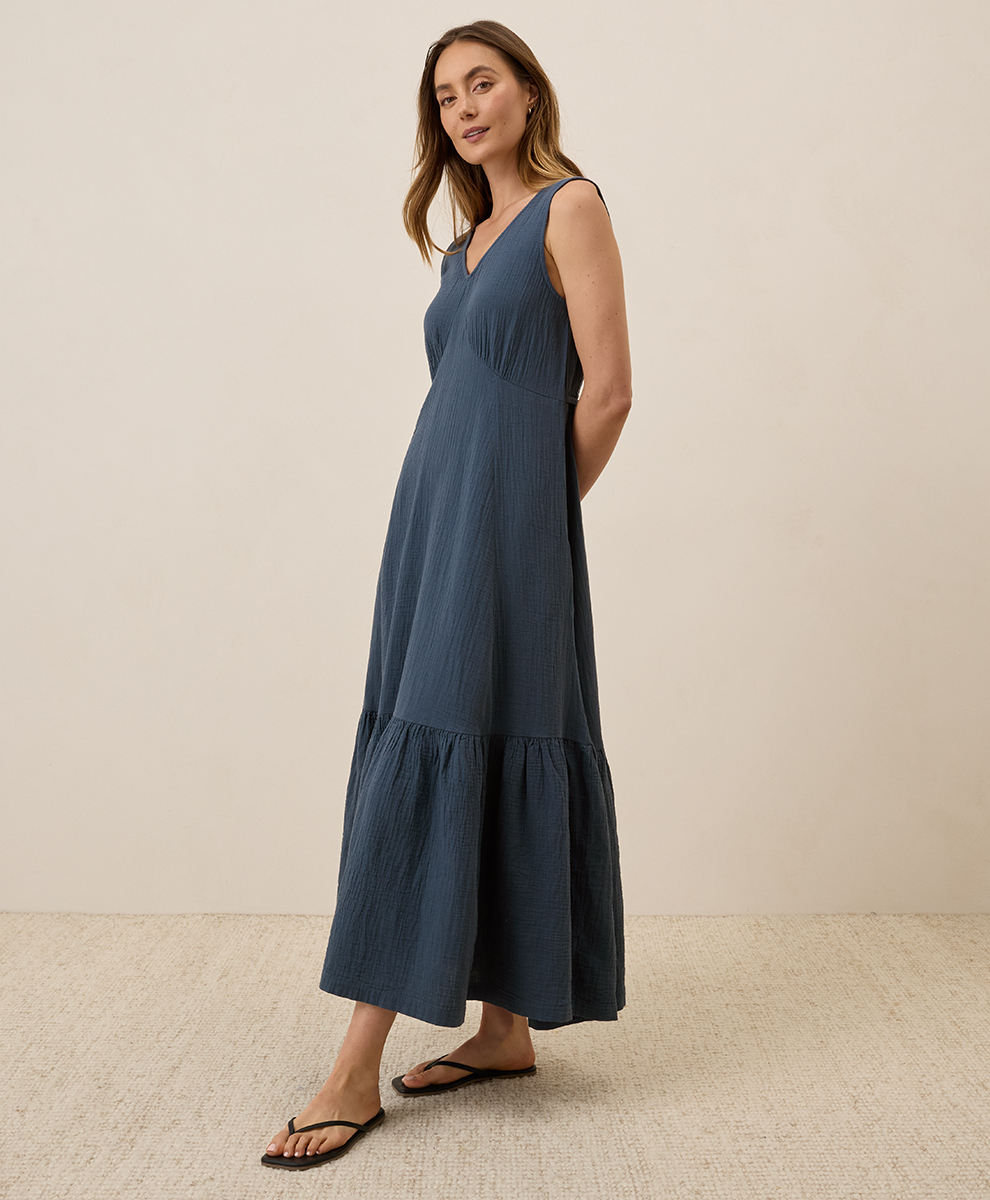 Women's Coastal Double Gauze Beach To Brunch Dress - $55.20 | Pact Circle Women's Coastal Double Gauze Beach To Brunch Dress - $55.20 | Pact Circle