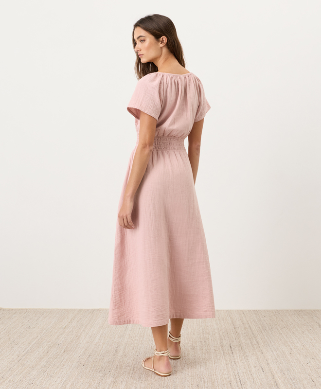 boho pink midi dress Lexis Pink Multi Boho Print Lace-Up Midi Dress