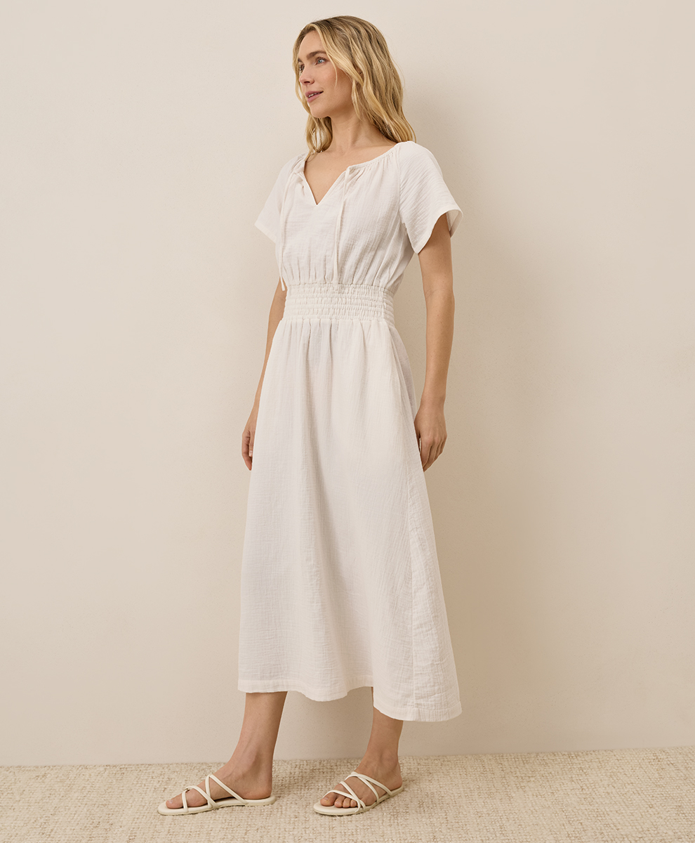 pact boho midi dress Women's Organic Coastal Double Gauze Boho Midi Dress in Poppy Red | Size XS