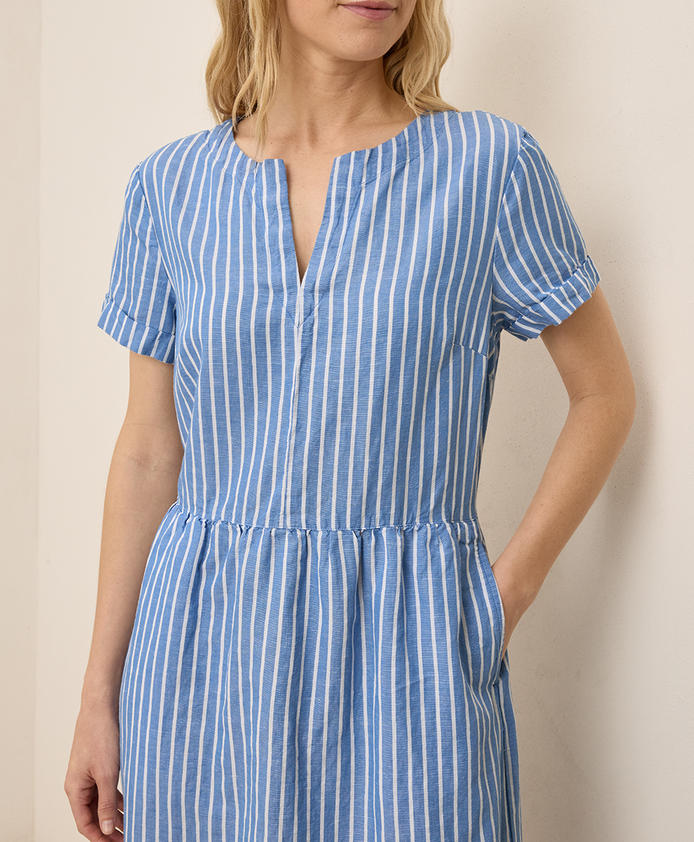 Women's Canopy Linen Blend Notch Neck Dress - $47.20 | Pact Circle