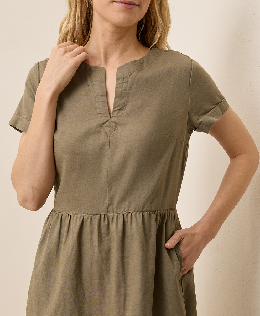 pact canopy linen dress Women's Canopy Linen Blend Button-Front Dress