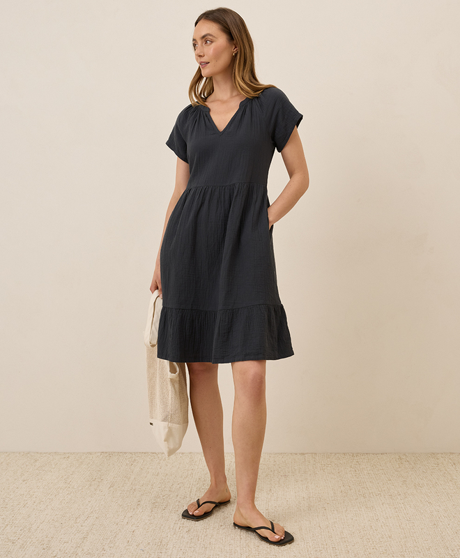 Women's Clearance Coastal Double Gauze Breezy Dress made with