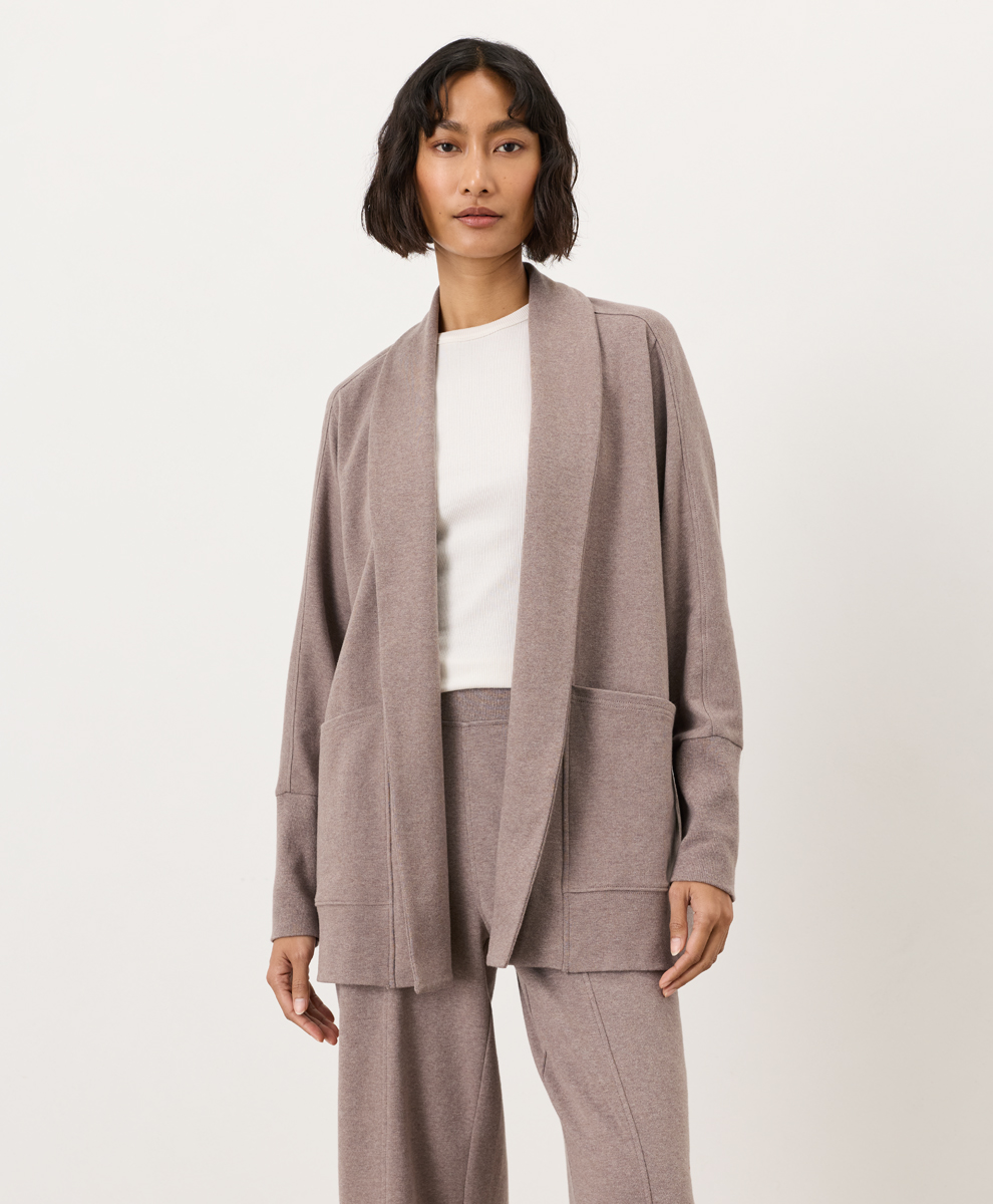 PACT Women's Deep Taupe Heather Airplane Wrap Cardigan XL