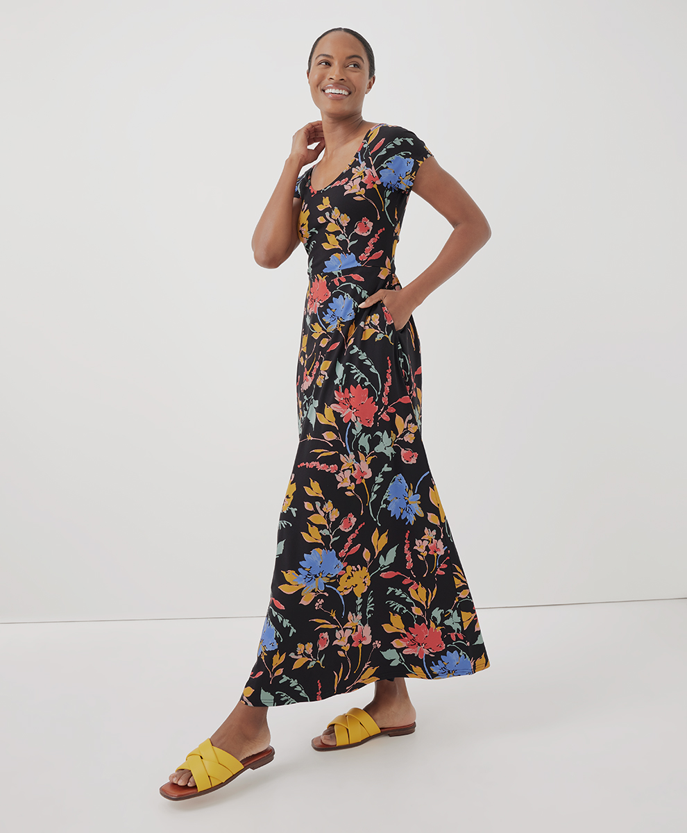 Women's Fit & Flare Crossback Maxi Dress - $45.00 | Pact Circle