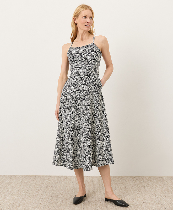 slim fit dress slacks Blue Floral Print Fit & Flare Dress main image 0