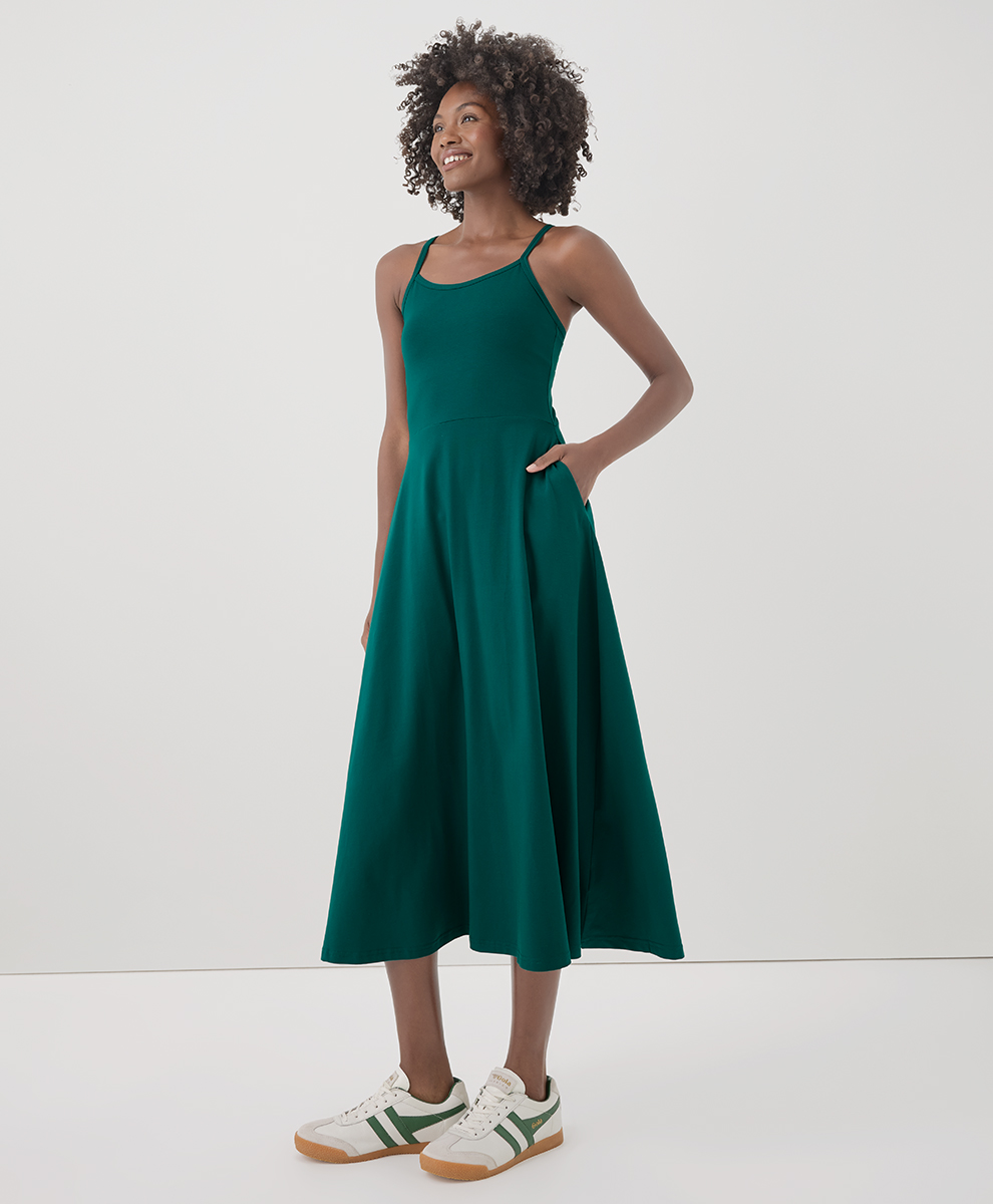 fit and flare midi party dress for women Organic Cotton Fit & Flare Midi Party Dress