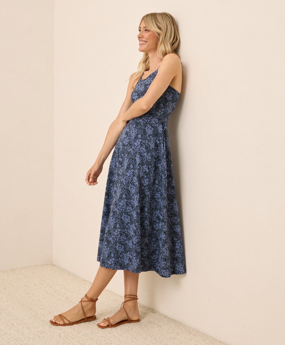 foot and flare dress LINEN FIT-AND-FLARE MIDI DRESS